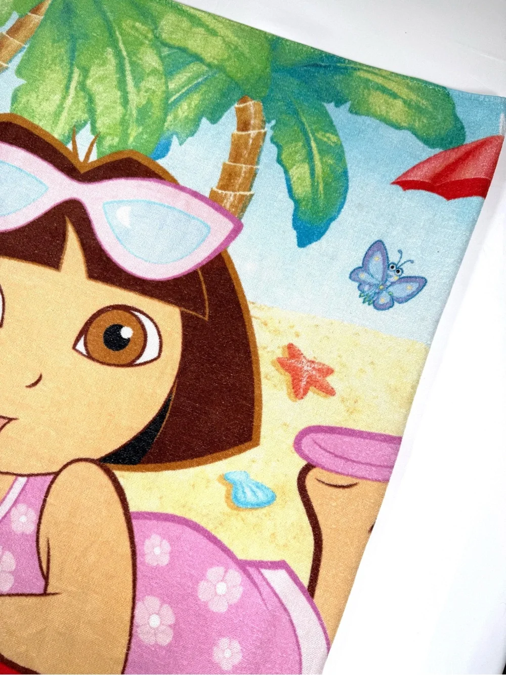 VINTAGE NICKELODEON Dora The Explorer Boots Beach Towel 2007 Nick Jr Pool Bath